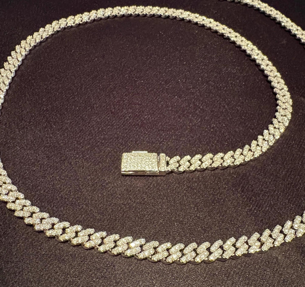 6mm Moissanite Solid Silver Chain