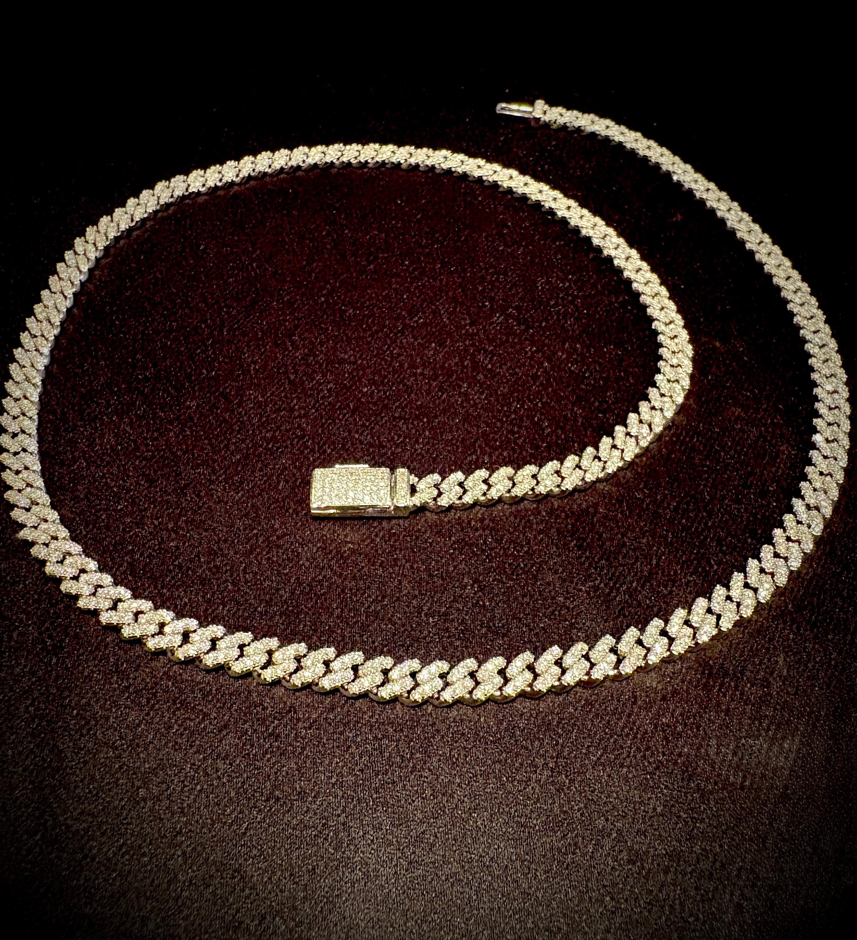 6mm Moissanite Solid Silver Chain