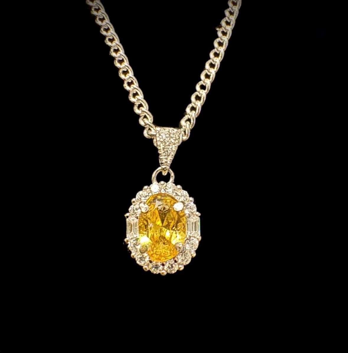 Golden Sphene Pendant Natural Titanite Sterling Silver Halo Setting