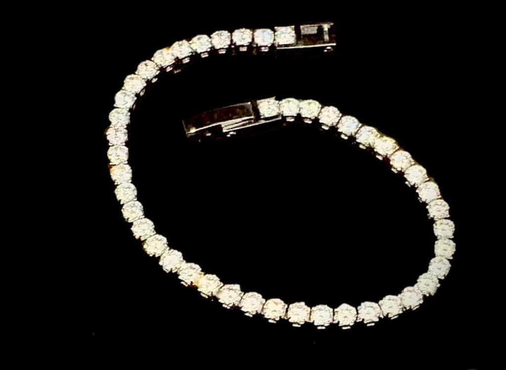7” White Gold Stainless Steel Tennis Bracelet