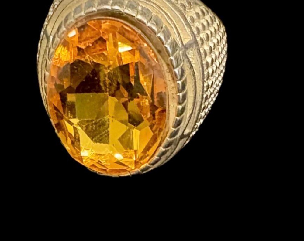 50ct Yellow Zircon Silver Ring – Size 7.5